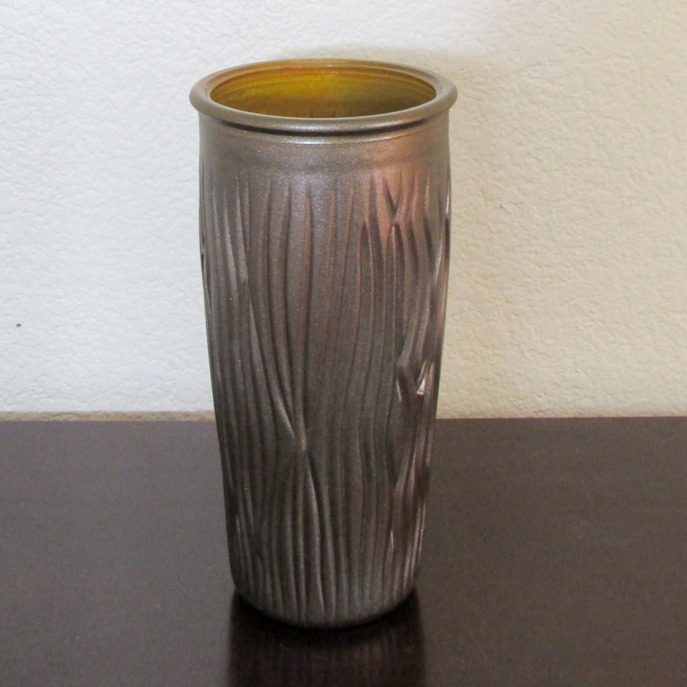 NWT Large Glass Vase with Dark Bronze Finish